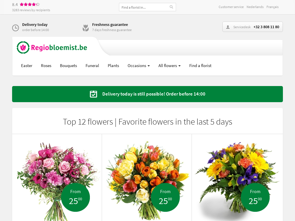 Same-day flower delivery by a local florist in Belgium | Regiobloemist.be
